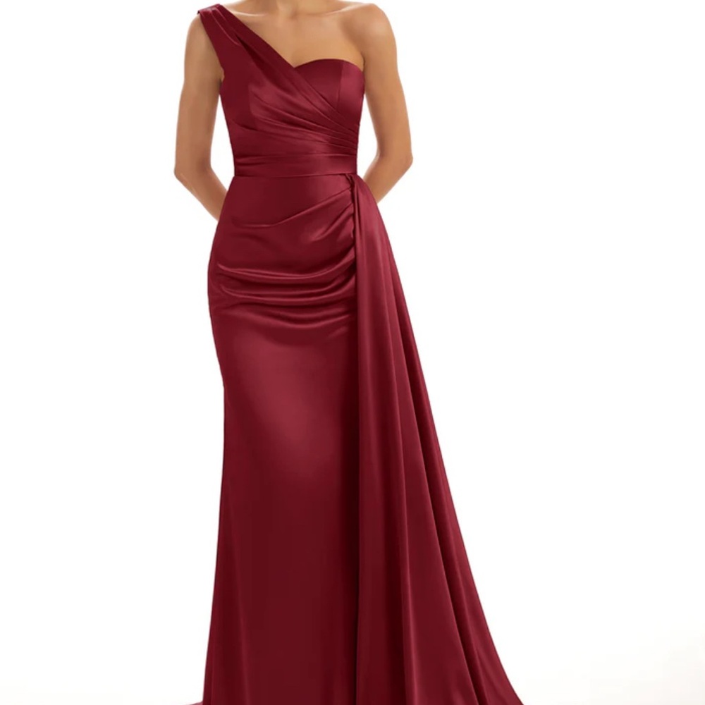 Elegant One Shoulder Soft Satin Unique Mermaid Long Bridesmaid Dress
